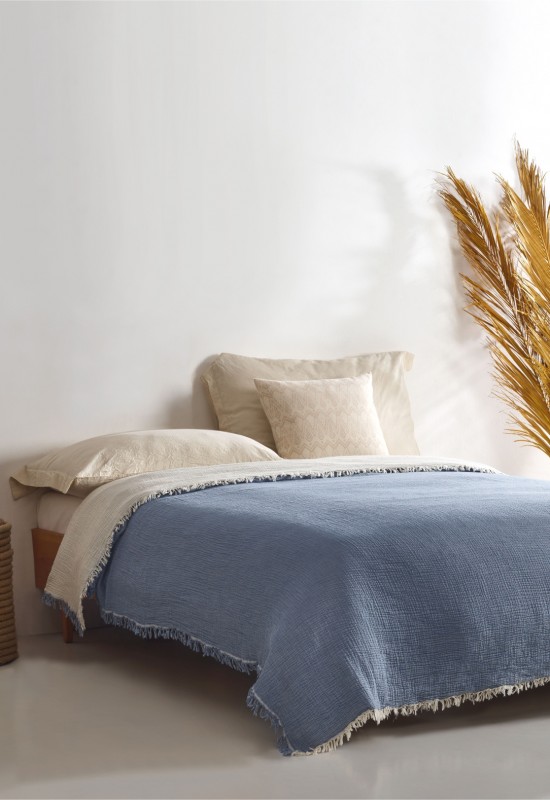 Muslin Bedspread Blue