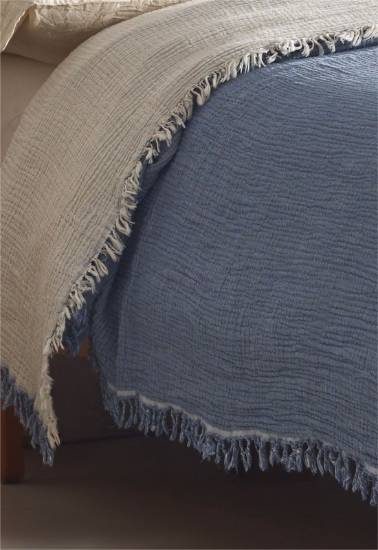 Muslin Bedspread Blue