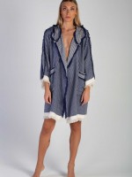 Chevron Bathrobe Navy Blue