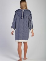 Chevron Bathrobe Navy Blue