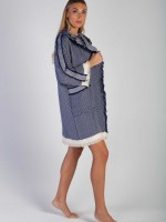 Chevron Bathrobe Navy Blue