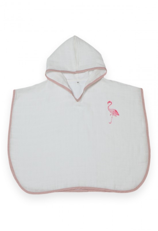 Muslin Poncho Ping Flamingo