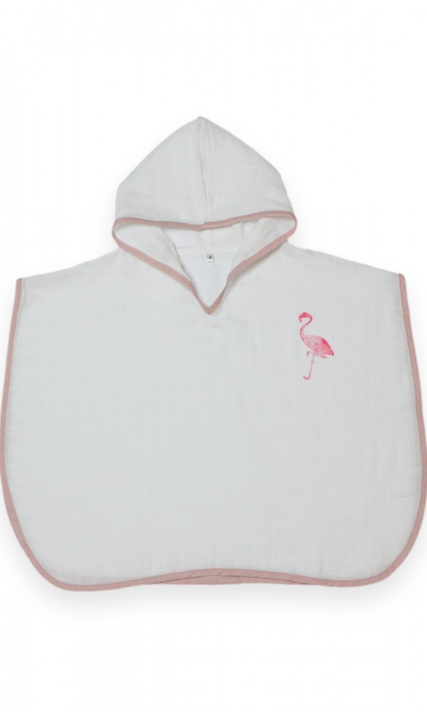 Muslin Poncho Ping Flamingo