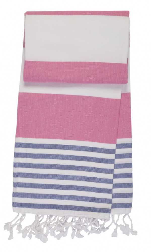 Boreas Peshtemal Pink - Denim Blue