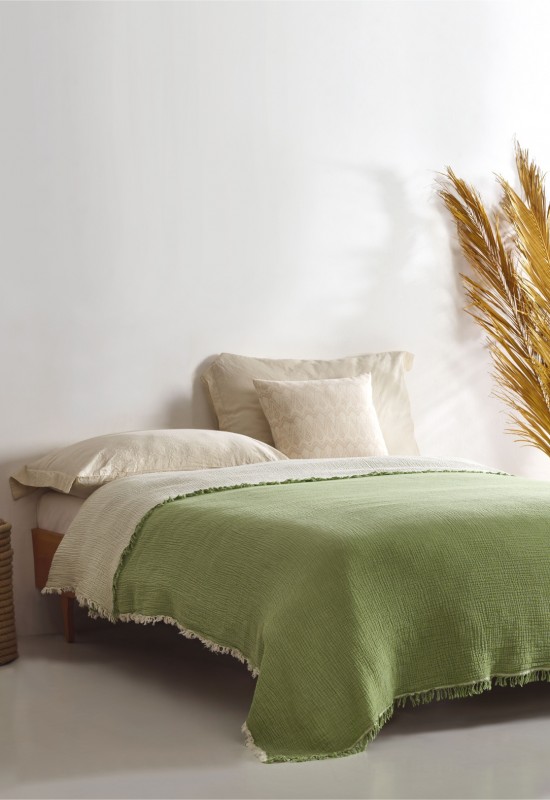 Muslin Bedspread Green