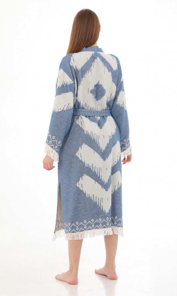 Edessa Bathrobe  Blue V Long