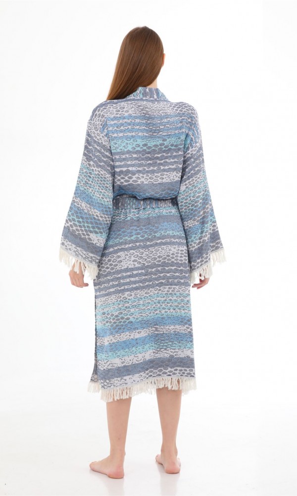 Pica Bathrobe Blue - Grey