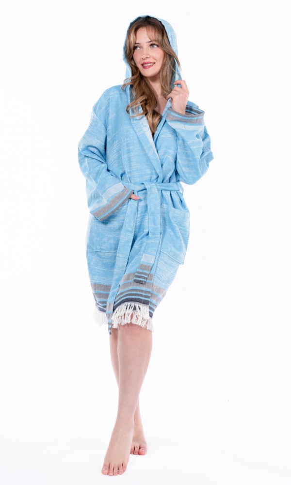 Melongena Bathrobe Turquoise Sustainable Cotton