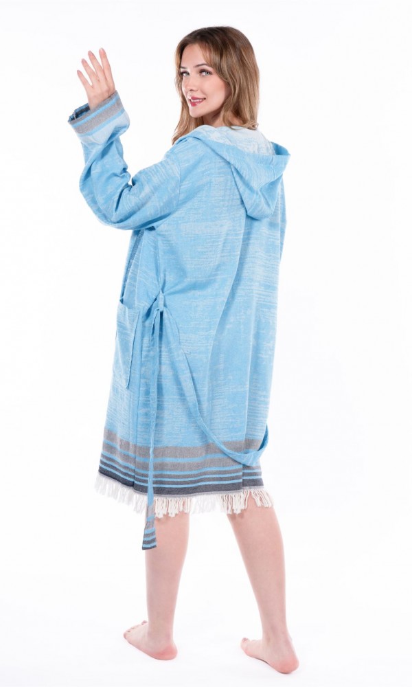 Melongena Bathrobe Turquoise Sustainable Cotton