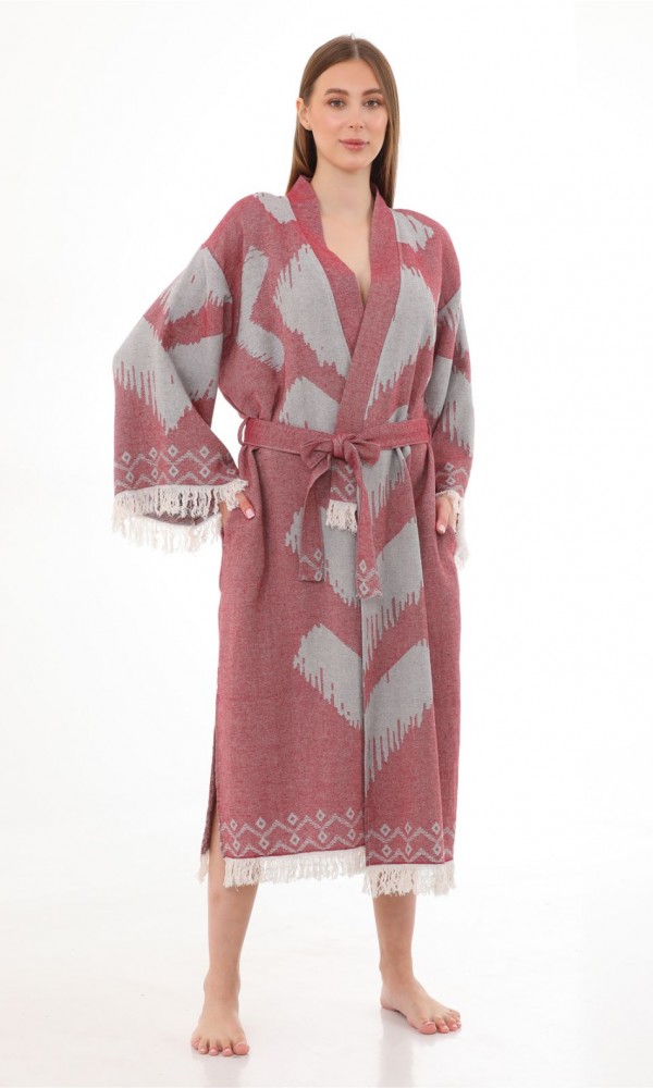 Edessa Bathrobe  Burgundy Sustainable Cotton