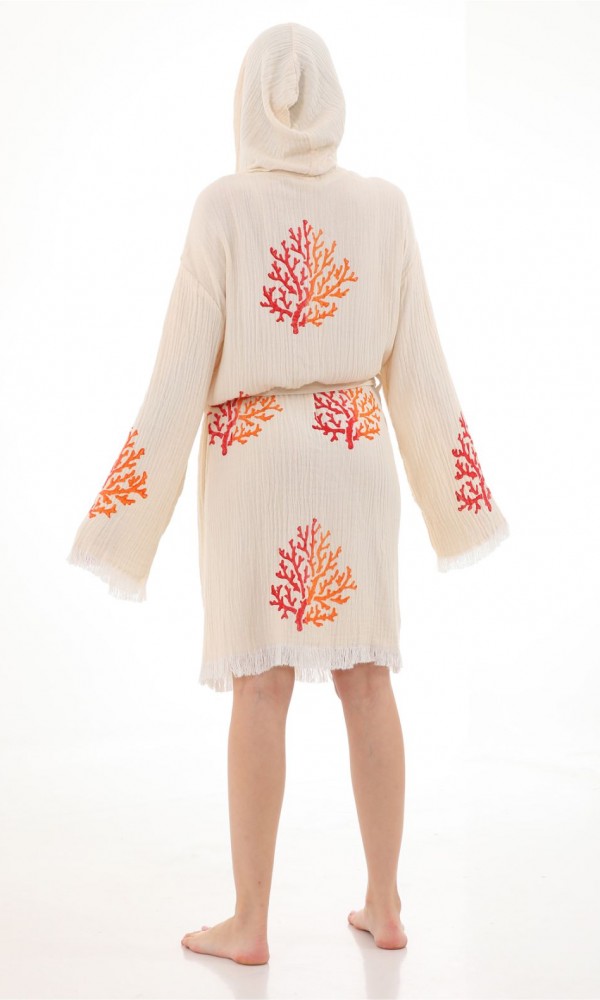 Coral Bathrobe Wooden Prindet