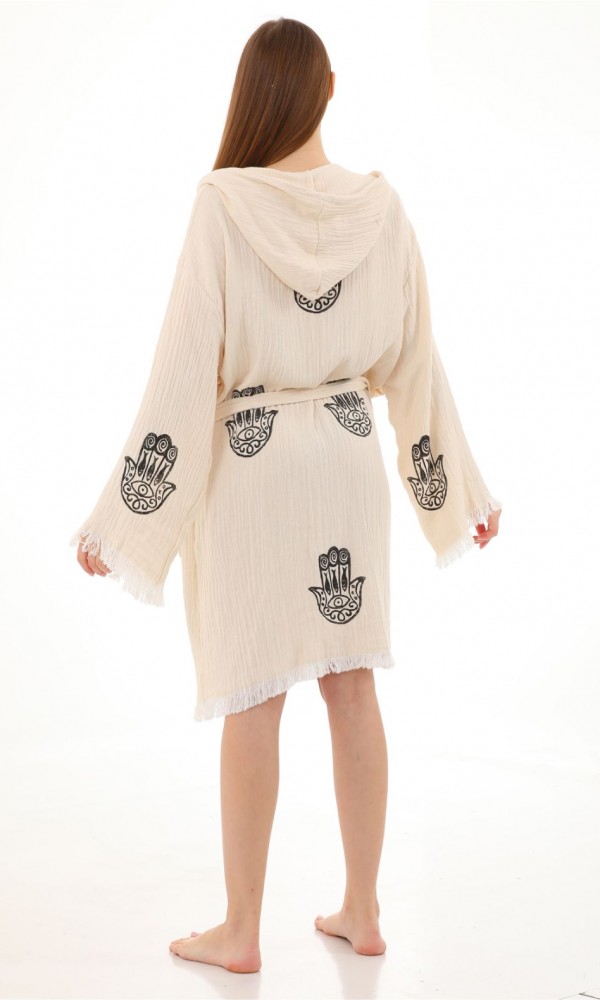 Hamsa Bathrobe Wooden Prindet