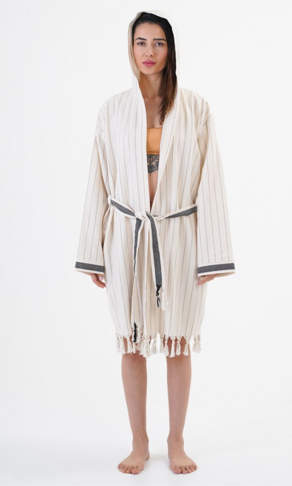 Hieron Hooded Bathrobe Beige