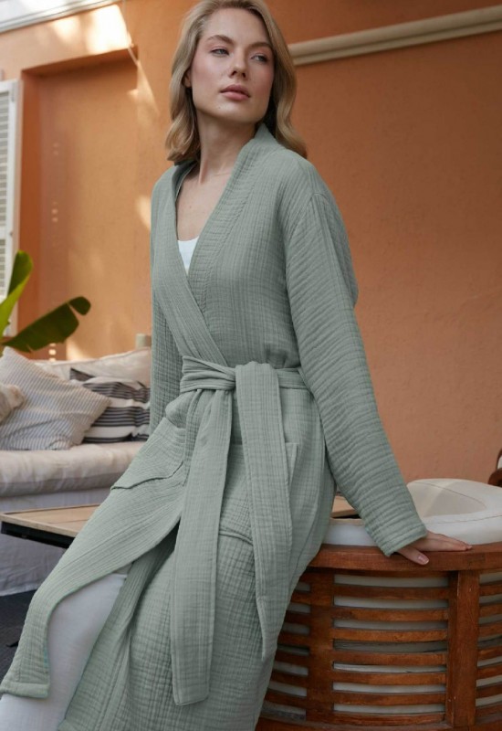 Muslin Bathrobe Green